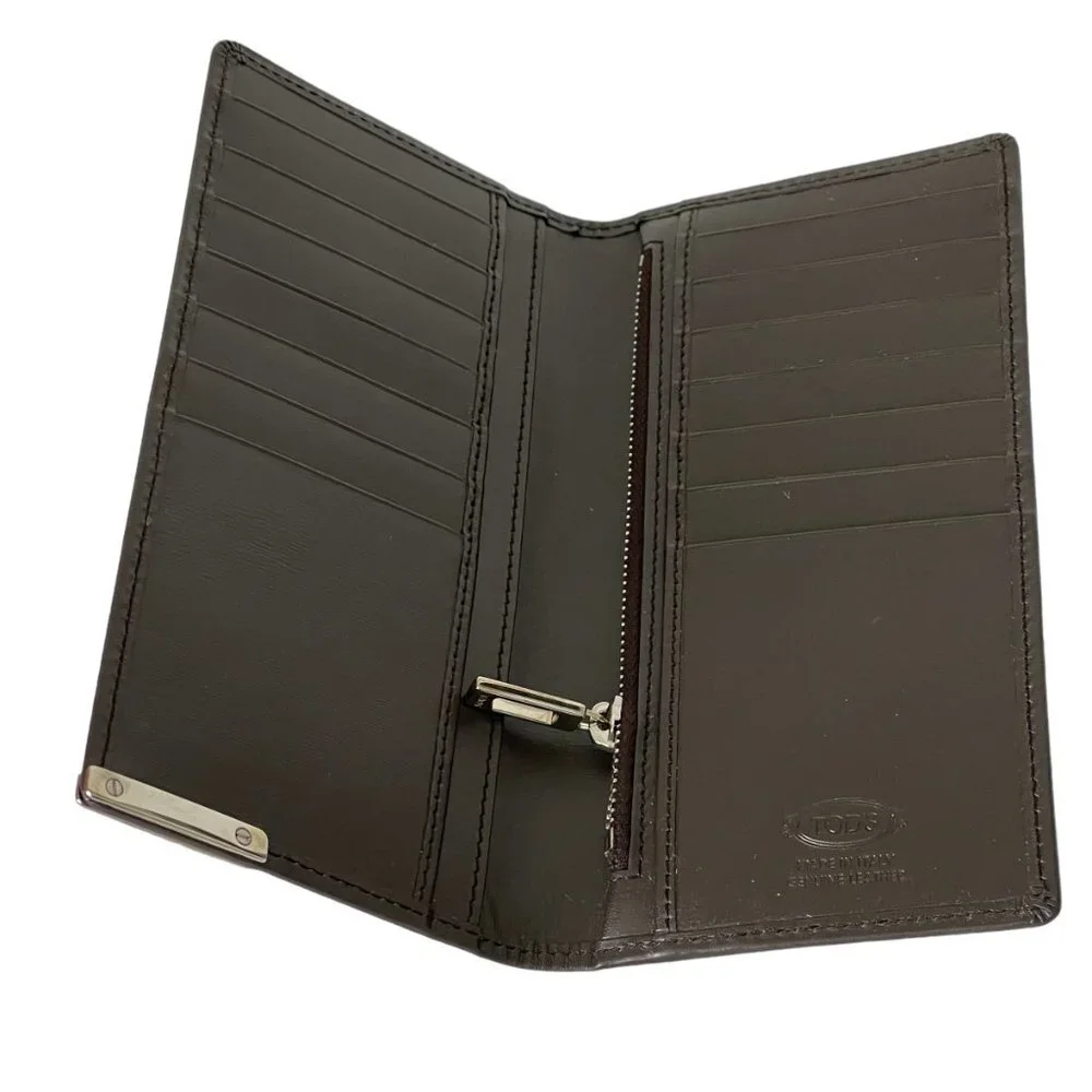 Tod's Italy Brown Barretta MET Leather Vertical‎ Wallet, XAMBRRB7449PULS81